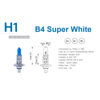H1 12V 55W Biolight 100005 B4 Super Plus 150 Ice Blue UV Cut Premium Vision 5000K Halogen Globe Single Pack