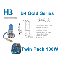 H3 12V 100W Biolight 300009 B4 Super White Plus Gold Series Halogen Globe 7000K Twin Pack