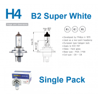 H4 12V 60/55W Biolight 400008 B2 UV Cut Super White Plus 50 Premium Vision 4000K Halogen Globe Single Pack