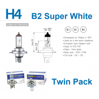 H4 12V 60/55W Biolight 400009 B2 UV Cut Super White Plus 50 4000k Premium Vision Halogen Globes Twin Pack
