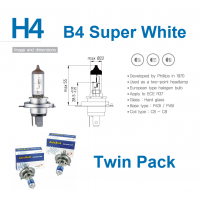24V 75/70W Biolight 400024 1/2 B4 UV Cut Super White Plus 5000K Halogen Globes Twin Pack