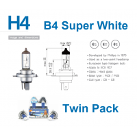 H4 12V 60/55W Biolight 4000015 B4 UV Cut Super White Plus 150 6000K Halogen Globes Twin Pack