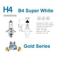 H4 12V 60/55W Biolight 400002 Halogen Globe 1/2 B4 Gold Base & Tip UV Cut Super White Plus 100 5000K Twin Pack